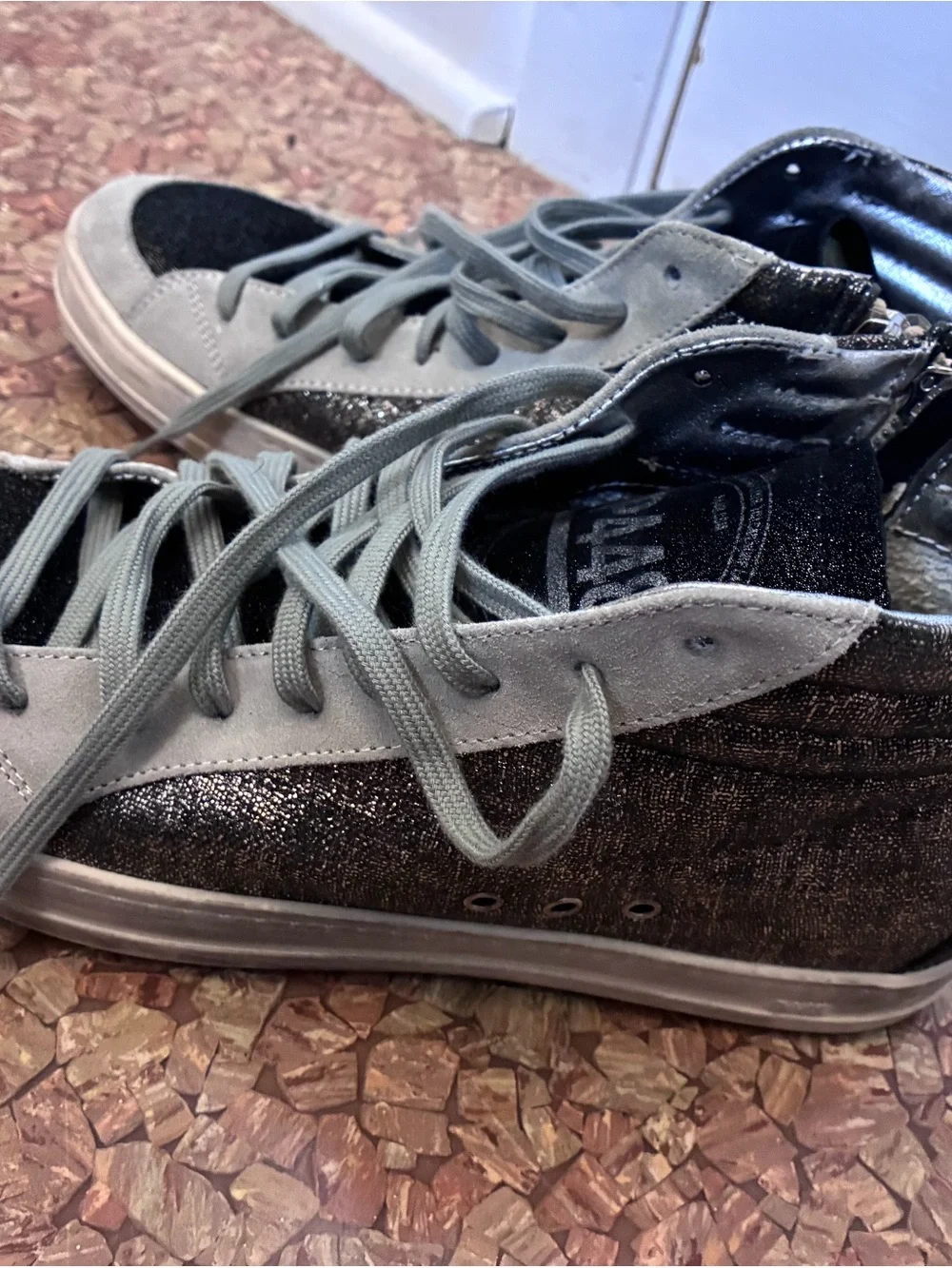 P448 Luxury Italian Skater Sneakers with shimmer and suede